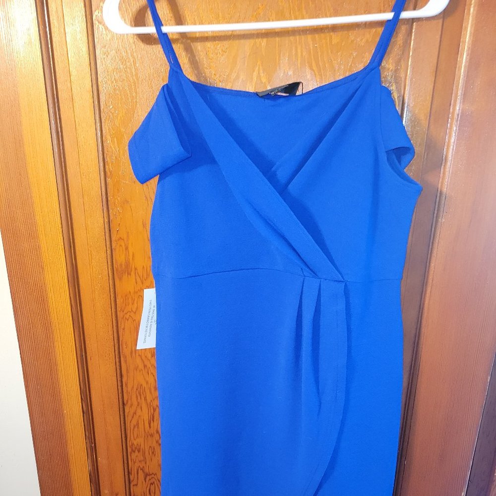 Royal Blue Spaghetti Strap Capped Sleeve Dress